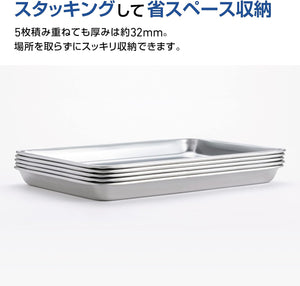 【日本製・5枚セット】貝印 ステンレス バット トレー 中サイズ 21.5×15cm｜業務用にも家庭用にも最適・食洗機対応